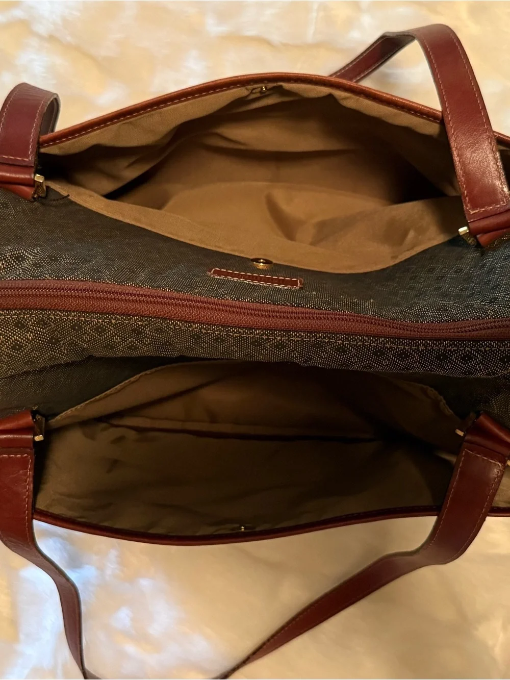 Hartmann Leather Trim Travel Tote / Laptop Bag Organizer – Very Good Condition